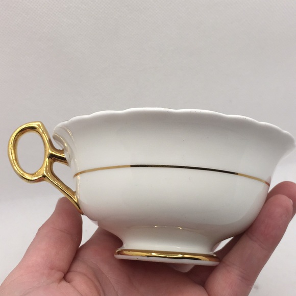 Regency Bone China Love Story Tea Cup and Saucer Green Border Love Story England - Picture 8 of 12